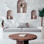 modern minimalist cloud effect wallpaper mural – neutral grey tones for living room