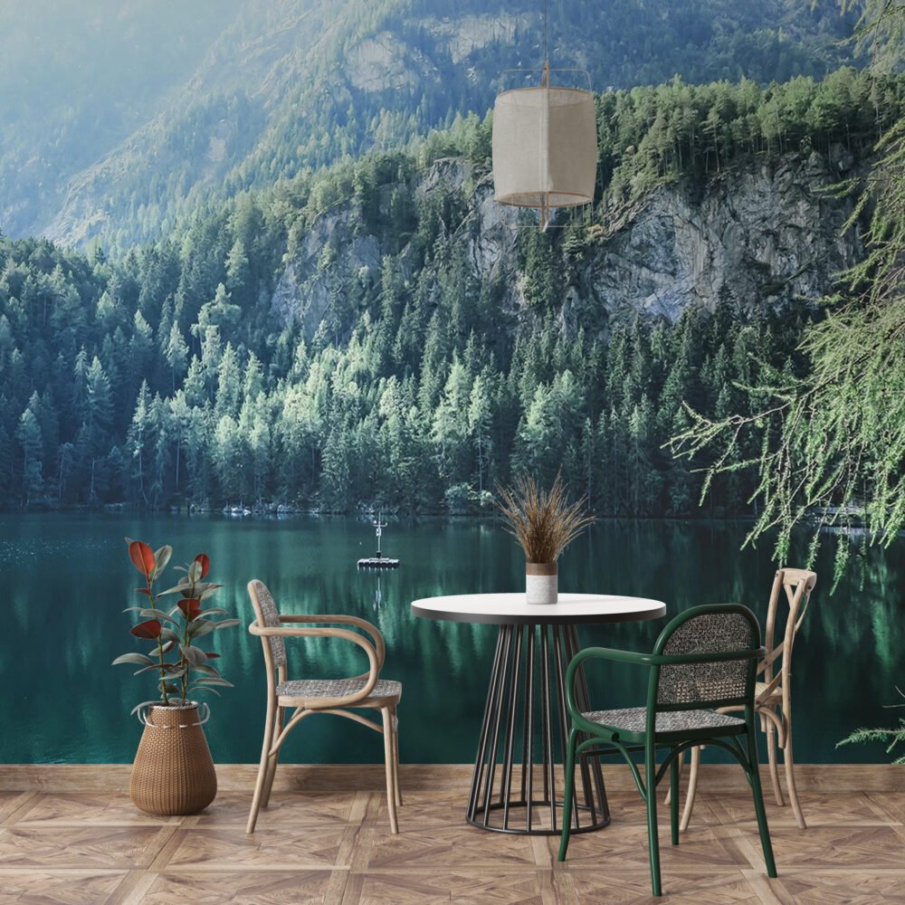 Wall Wonder: Tranquil Forest Lake Mural