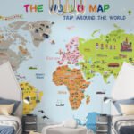Wall Wonder: Whimsical World Map Wallpaper