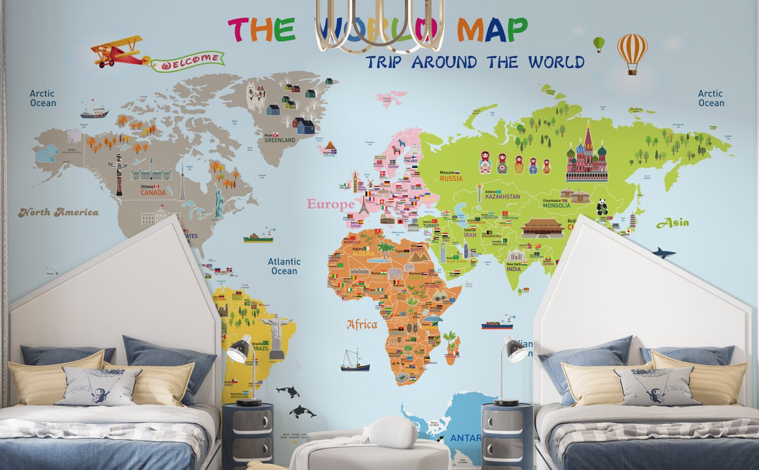 Wall Wonder: Whimsical World Map Wallpaper
