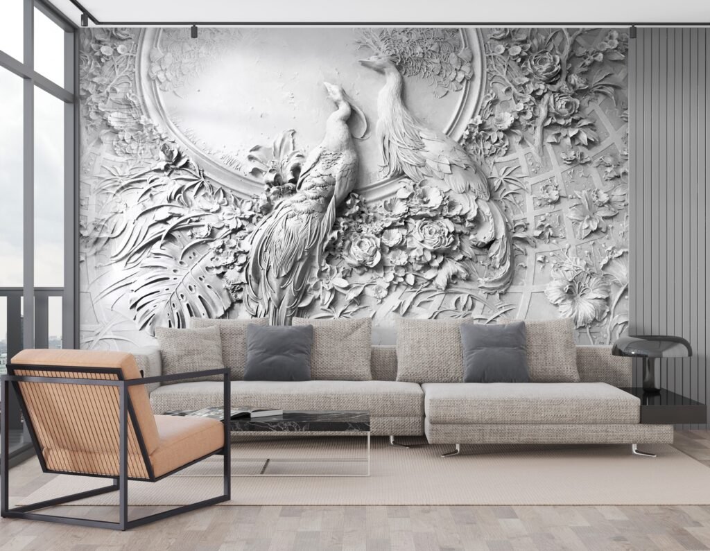 Wall Wonder: 3D Peacock Wall Mural