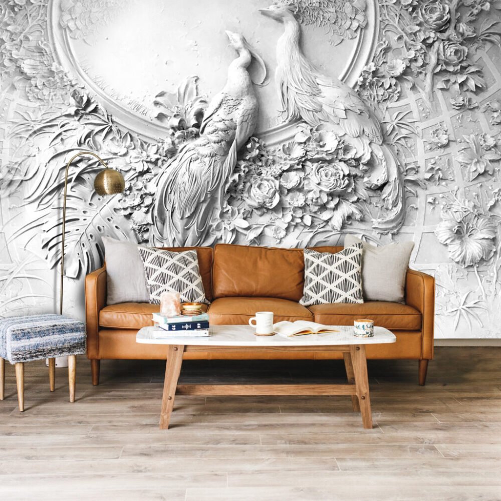 Wall Wonder: 3D Peacock Wall Mural