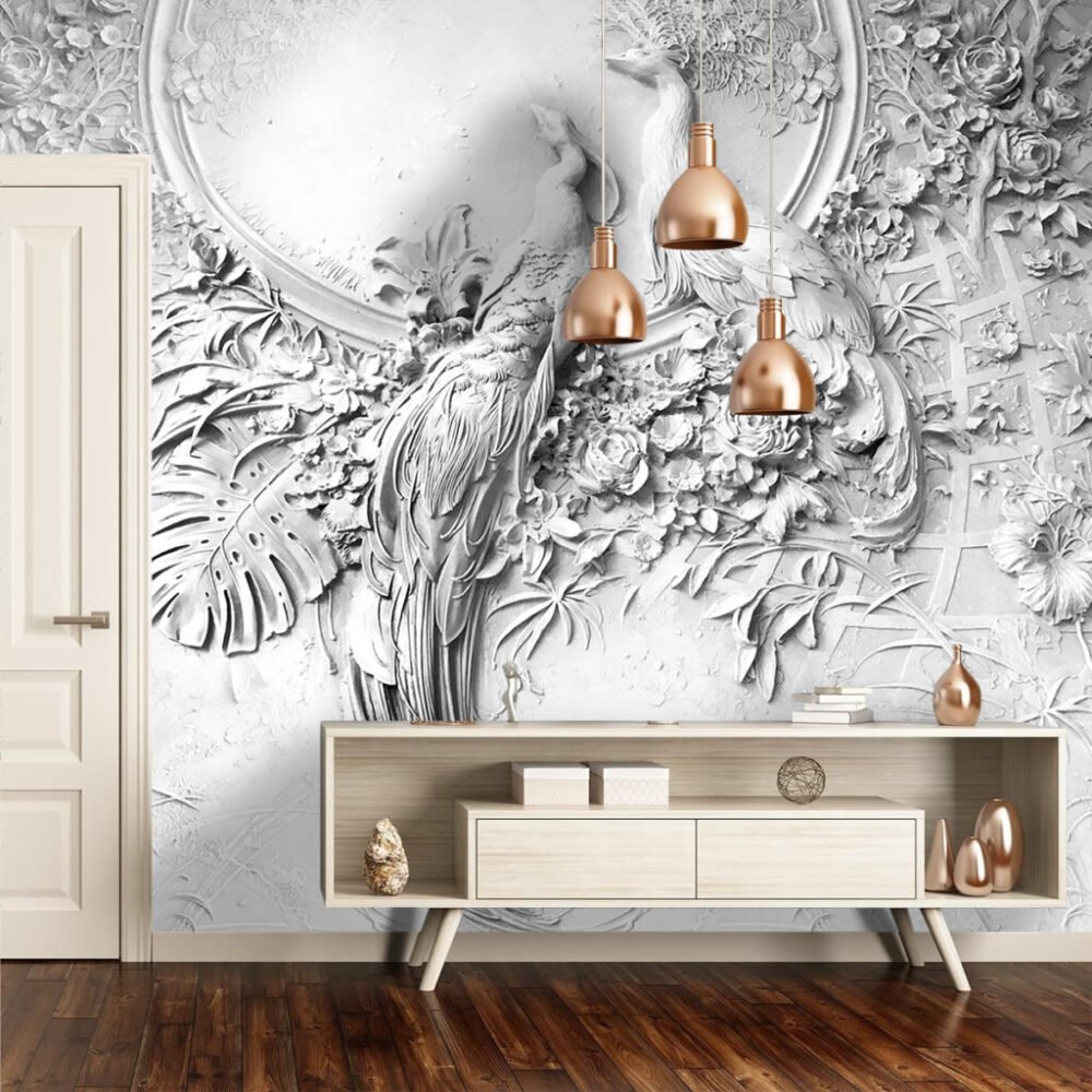 Wall Wonder: 3D Peacock Wall Mural