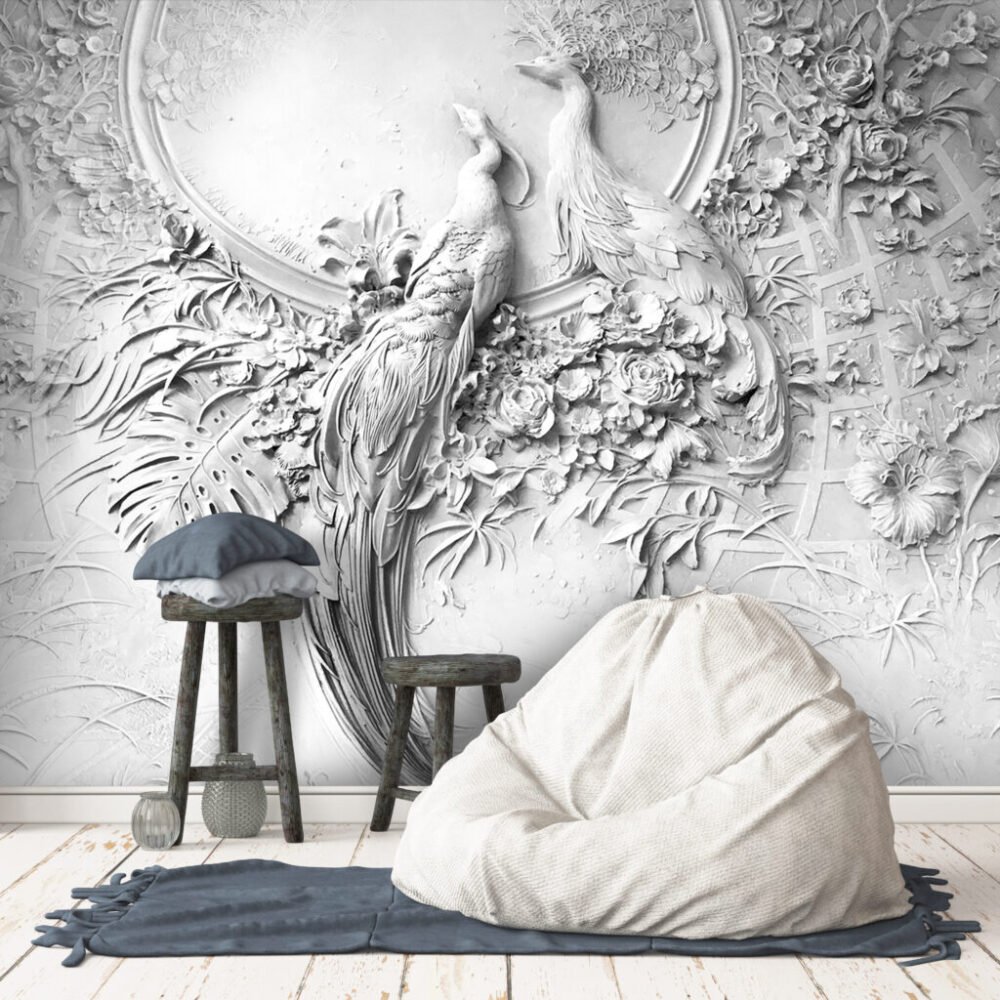 Wall Wonder: 3D Peacock Wall Mural