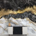 Wall Wonder: Black, White & Gold Marble Mural