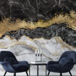 Wall Wonder: Black, White & Gold Marble Mural