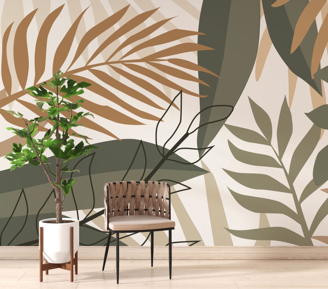 Wall Wonder: Earthy Leaf Mural