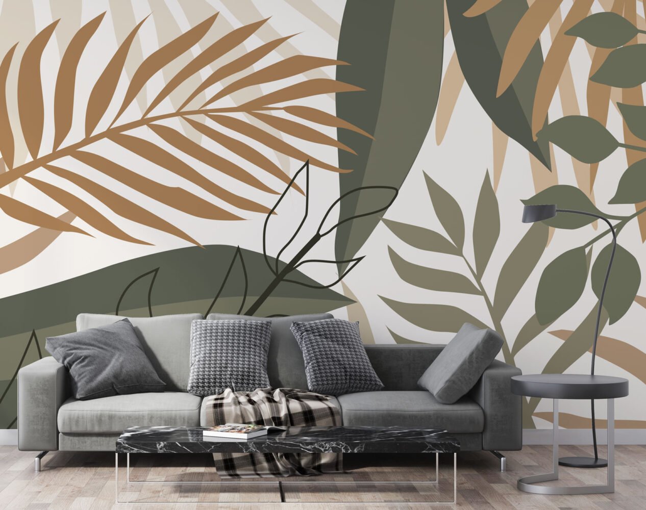 Wall Wonder: Earthy Leaf Mural