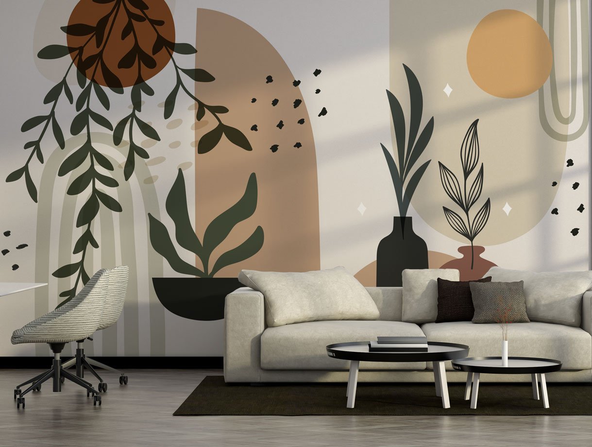 Wall Wonder: Abstract Botanical Wall Mural
