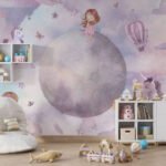 Wall Wonder : Whimsical Girl & Moon Wallpaper