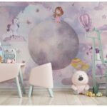 Wall Wonder : Whimsical Girl & Moon Wallpaper