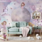 Wall Wonder : Whimsical Girl & Moon Wallpaper
