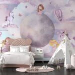 Wall Wonder : Whimsical Girl & Moon Wallpaper