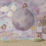 Wall Wonder : Whimsical Girl & Moon Wallpaper