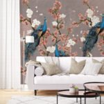 Wall Wonder : Cherry Blossom Peacock Wallpaper