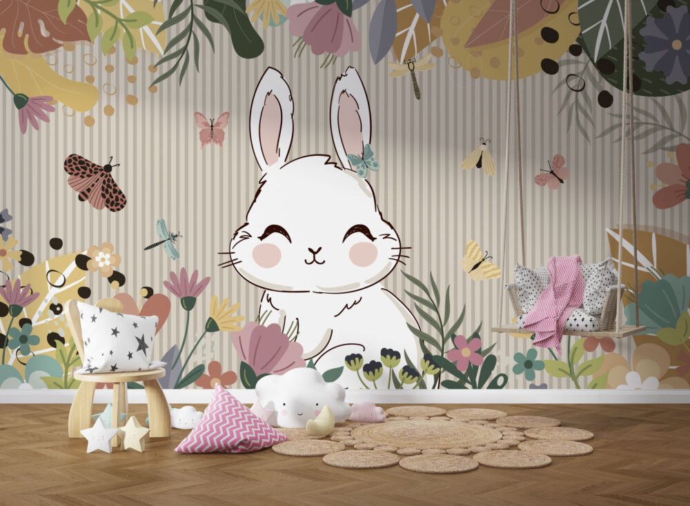 Wall Wonder: Whimsical Bunny Mural
