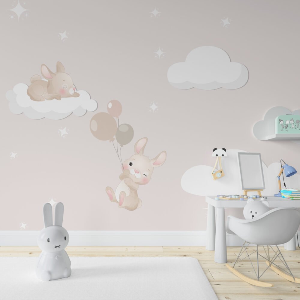 Wall Wonder: Floating Bunny Wallpaper