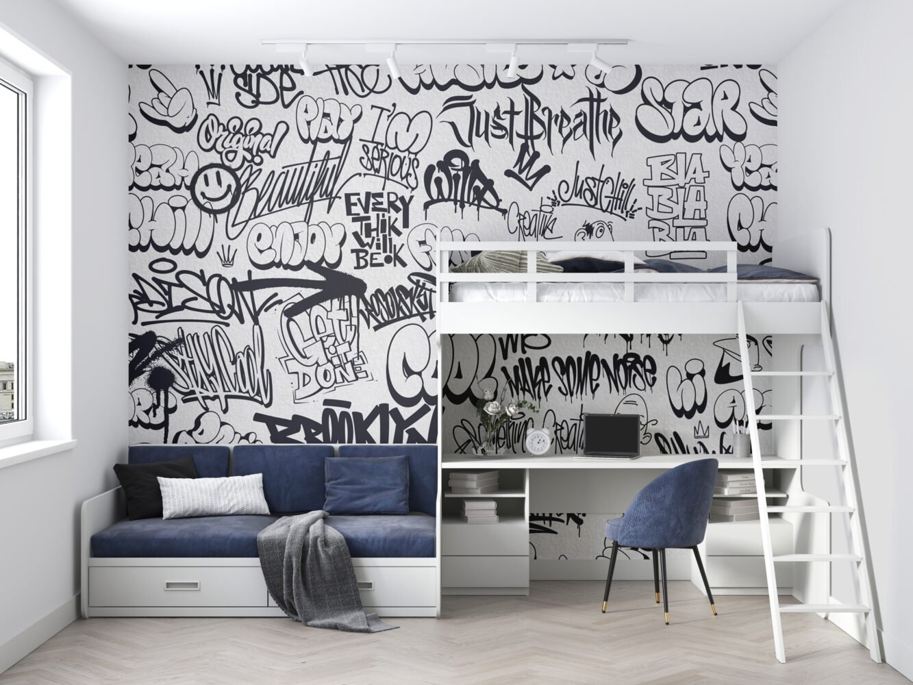 Wall Wonder: Monochrome Graffiti Mural