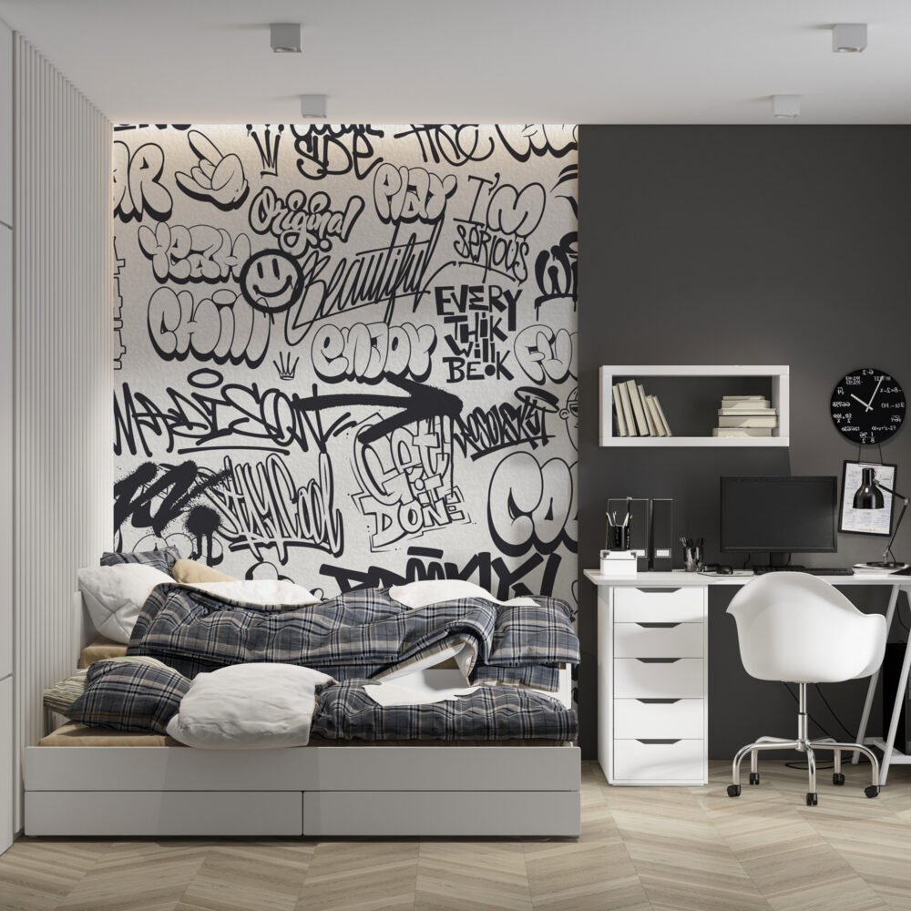 Wall Wonder: Monochrome Graffiti Mural