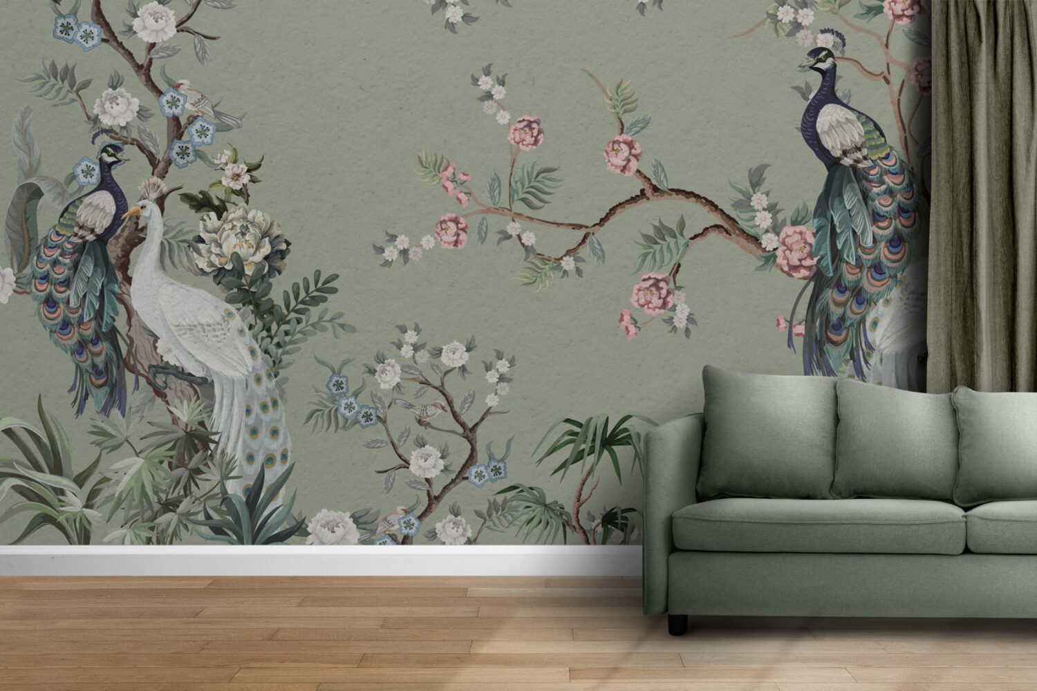 Wall Wonder: Peacock Garden Mural