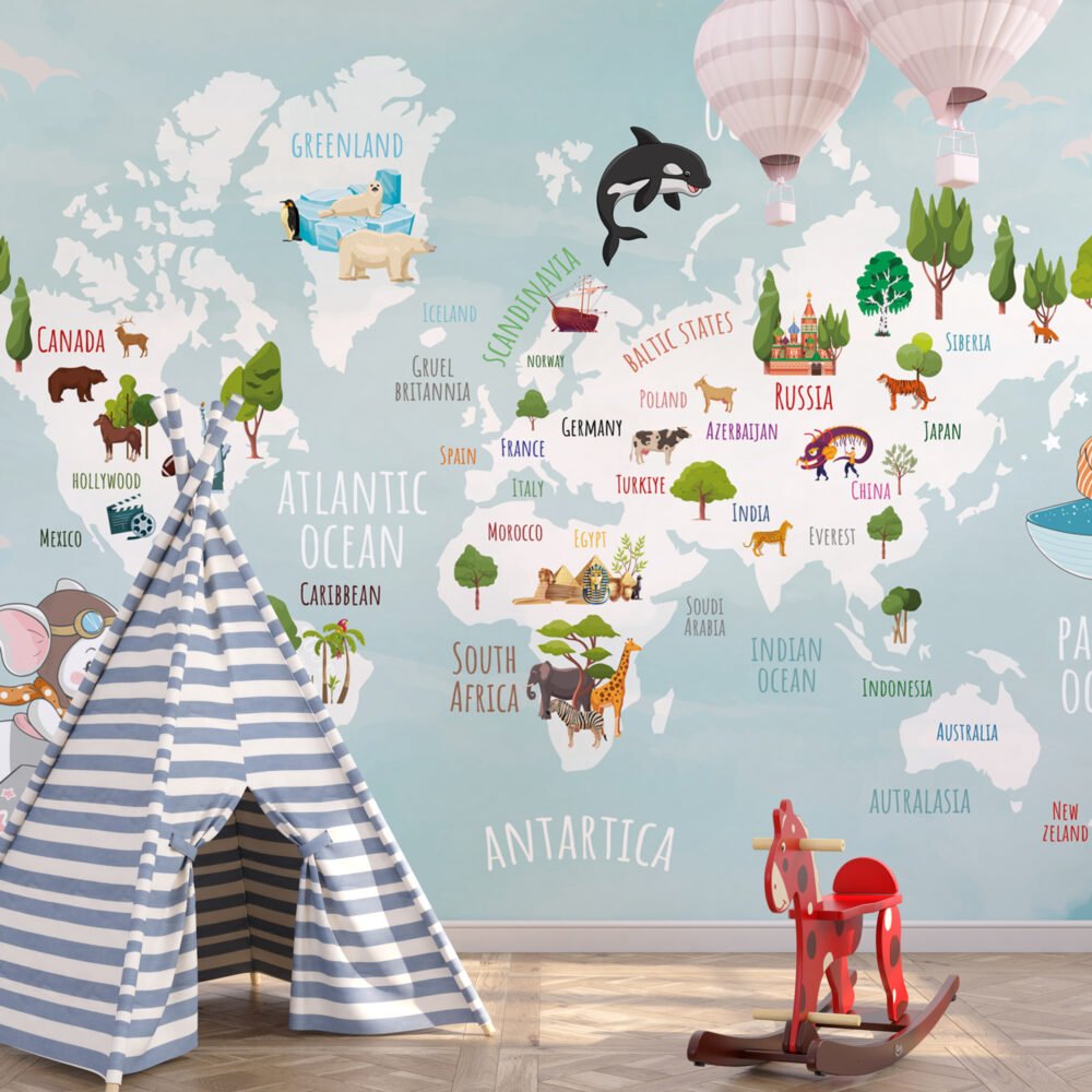 Wall Wonder: World Map Mural for Kids