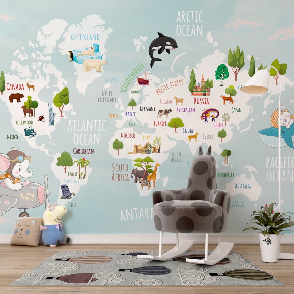 Wall Wonder: World Map Mural for Kids