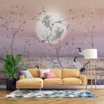 Wall Wonder: Full Moon & Crane Wall Art