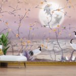 Wall Wonder: Full Moon & Crane Wall Art