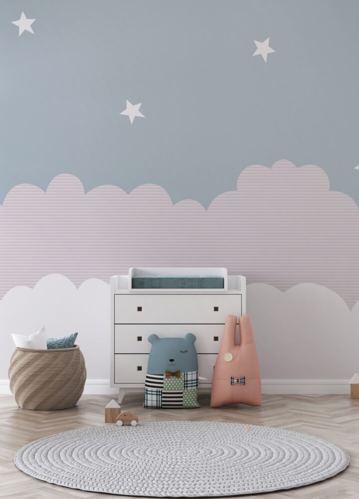 Wall Wonder: Pastel Cloud & Star Mural