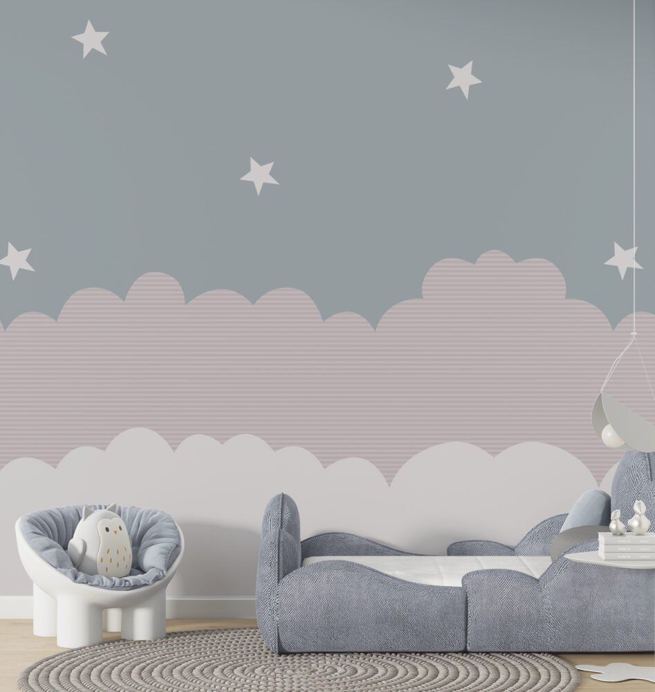 Wall Wonder: Pastel Cloud & Star Mural