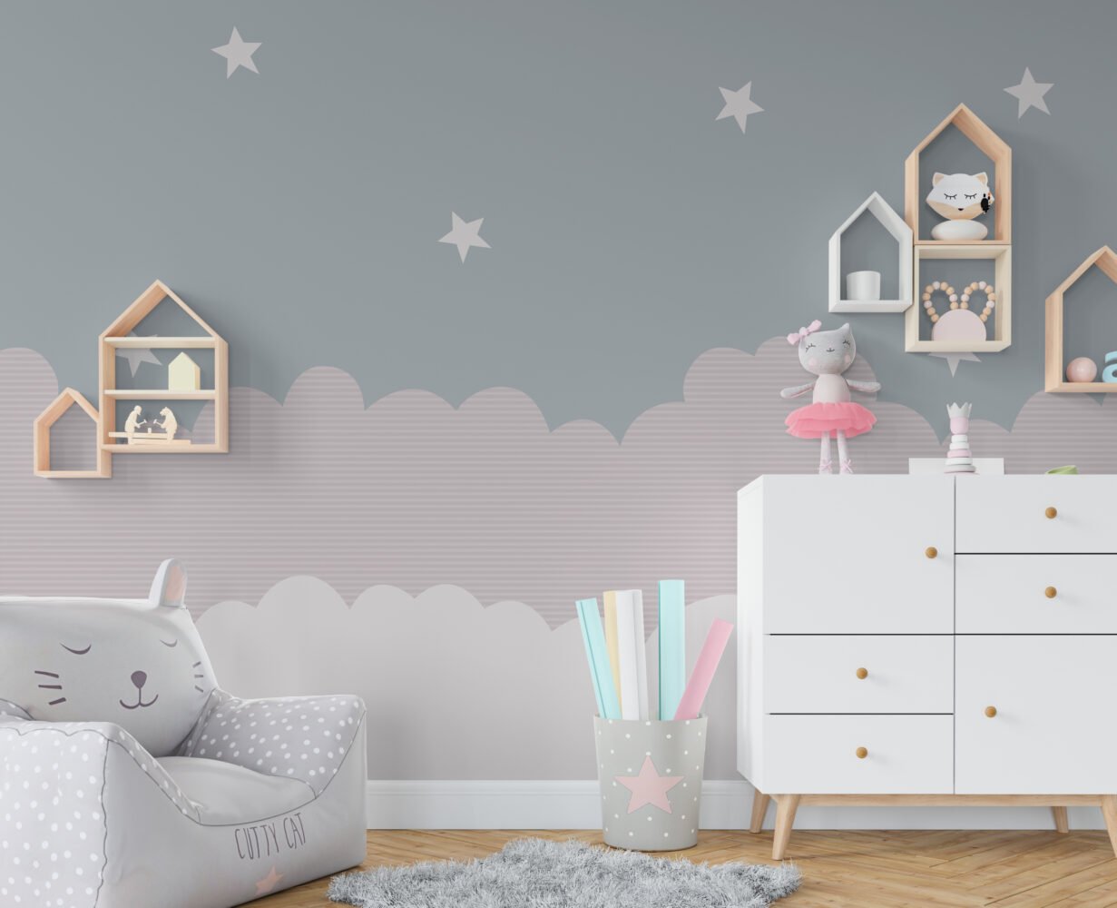 Wall Wonder: Pastel Cloud & Star Mural