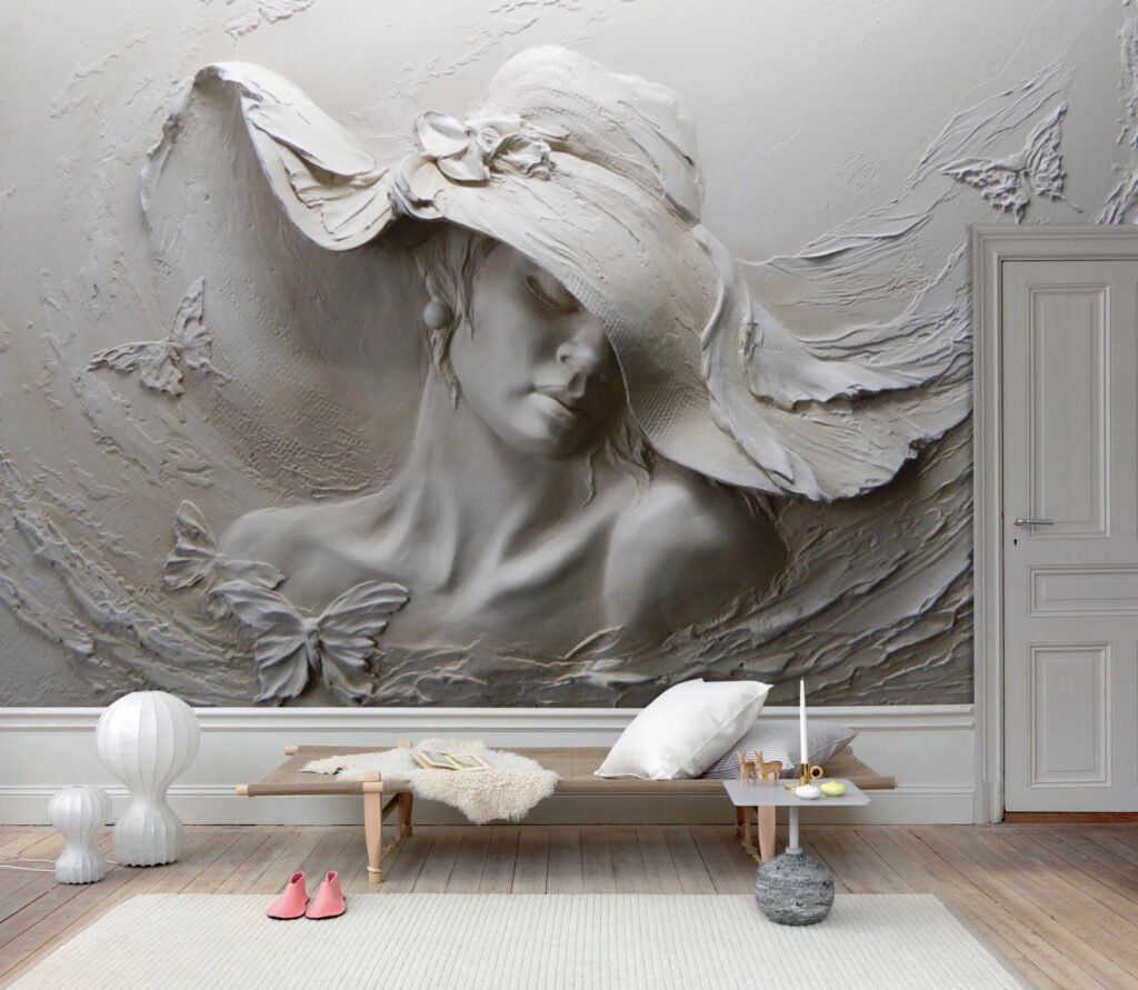 Wall Wonder: Sculpted Woman Wall Mural