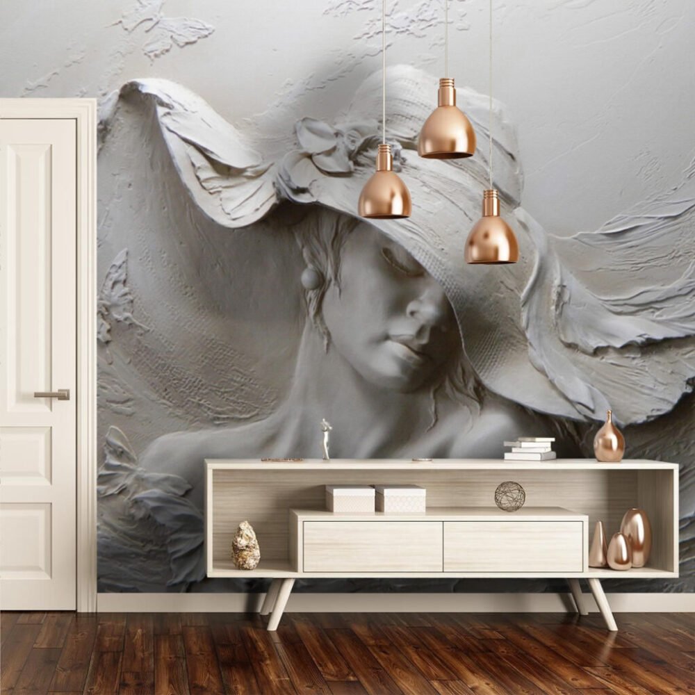 Wall Wonder: Sculpted Woman Wall Mural