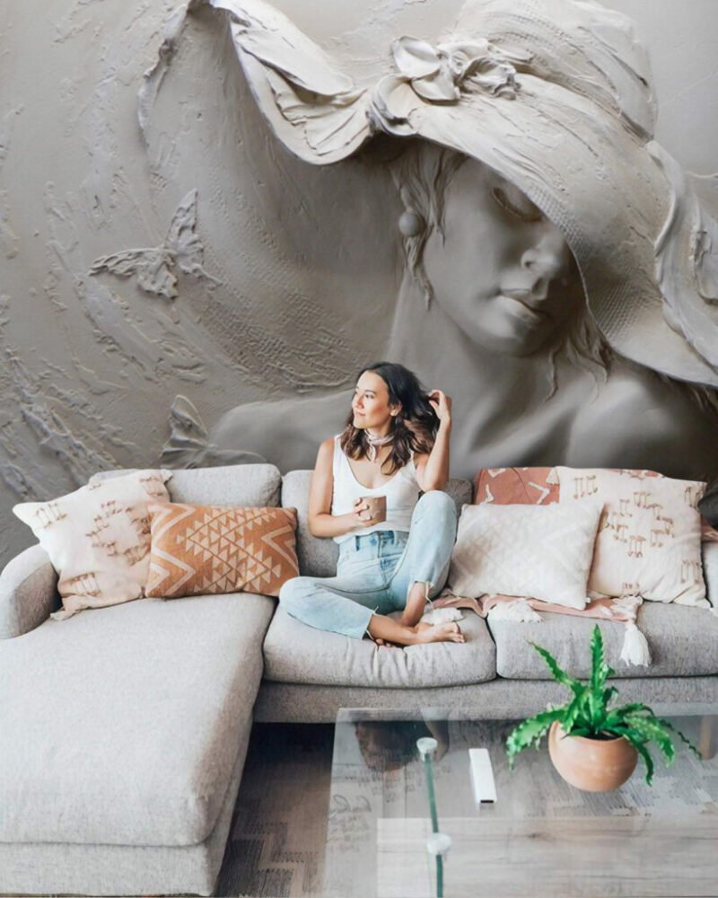 Wall Wonder: Sculpted Woman Wall Mural