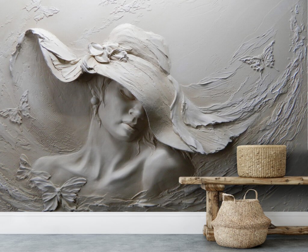 Wall Wonder: Sculpted Woman Wall Mural