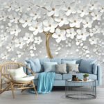 Wall Wonder: 3D Floral Elegance Tree Mural