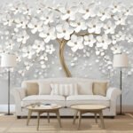 Wall Wonder: 3D Floral Elegance Tree Mural