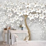 Wall Wonder: 3D Floral Elegance Tree Mural