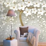 Wall Wonder: 3D Floral Elegance Tree Mural