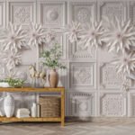 Wall Wonder: Elegant Panel & Flower Mural
