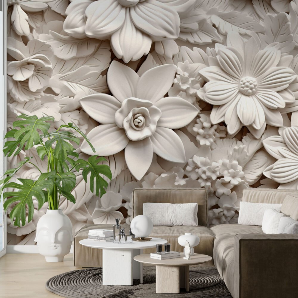 Wall Wonder: 3D Floral Wall Mural