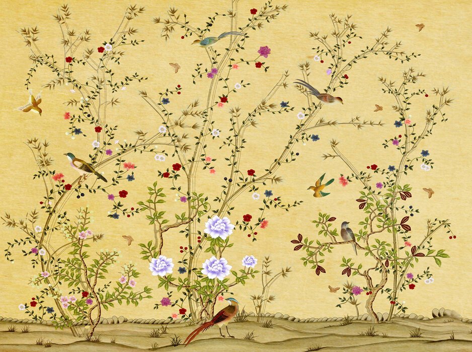 Wall Wonder: Oriental Bird and Flower Chinoiserie Wall Mural