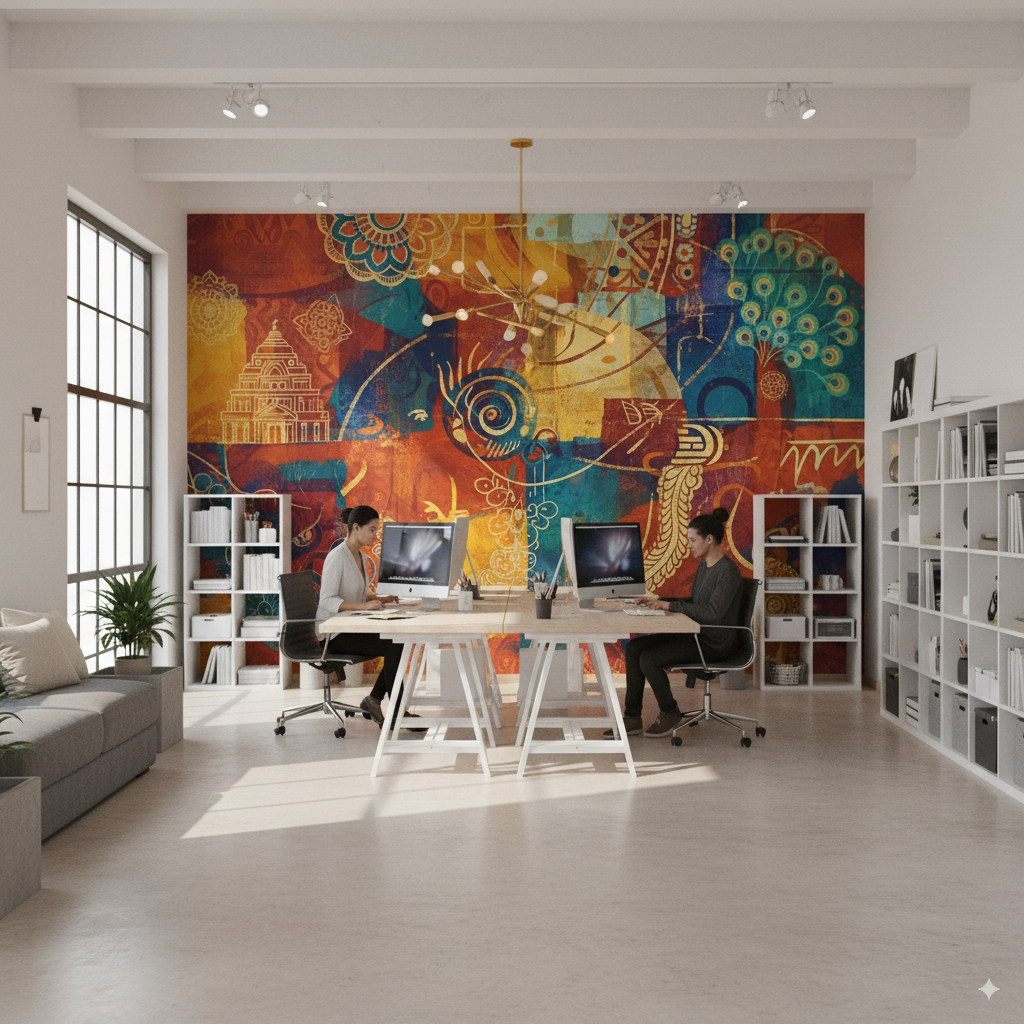 Wall Wonder: Colourful Cultural Fusion Mural