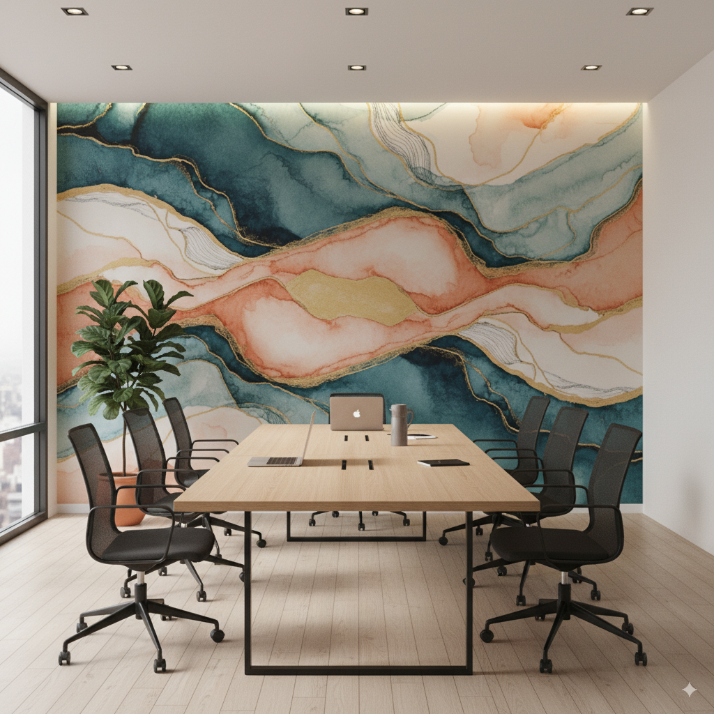 Wall Wonder: Artistic Wallpaper in Flowing Pastels