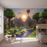 Wall Wonder: Minecraft-Inspired Landscape Wallpaper