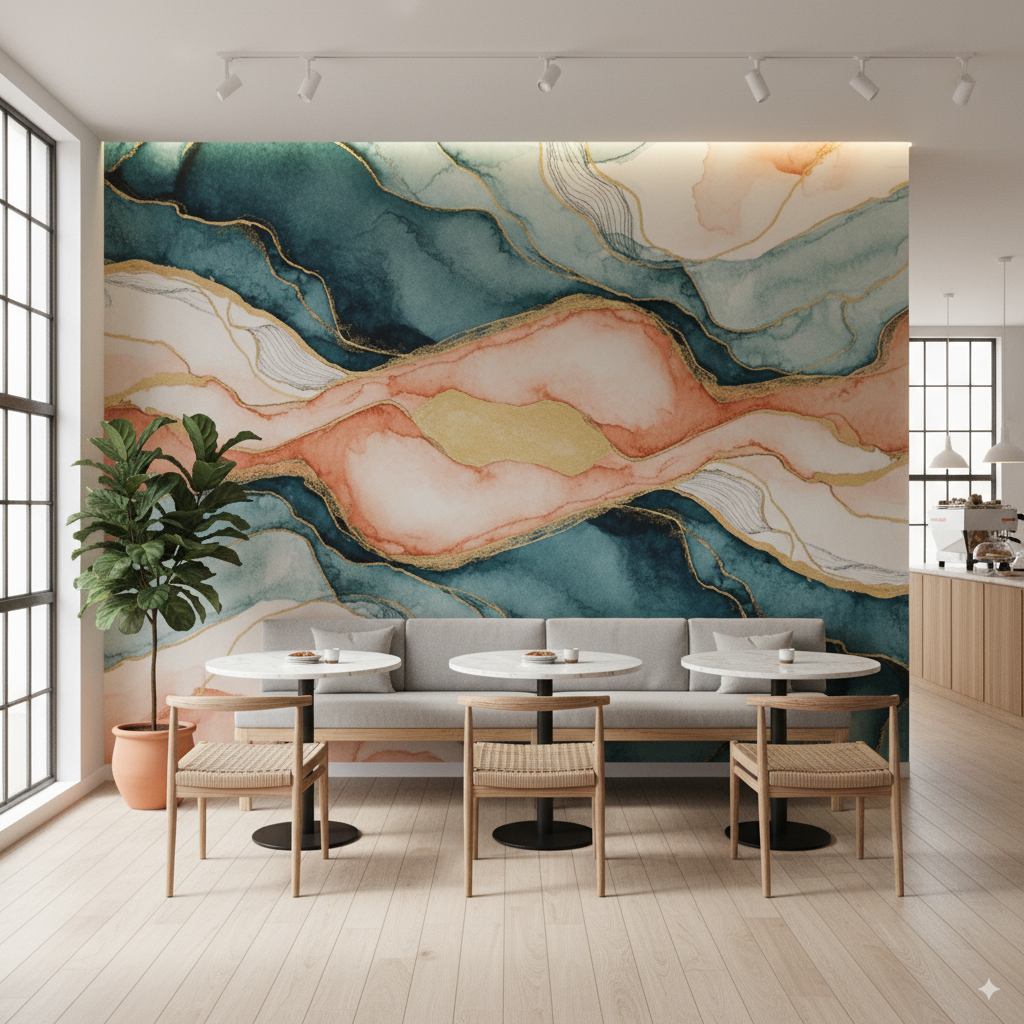 Wall Wonder: Artistic Wallpaper in Flowing Pastels