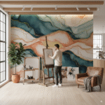 Wall Wonder: Artistic Wallpaper in Flowing Pastels