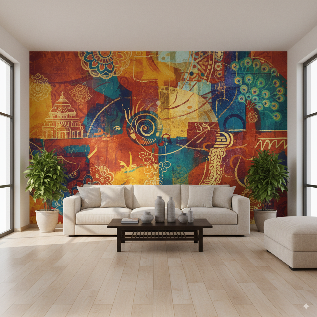 Wall Wonder: Colourful Cultural Fusion Mural