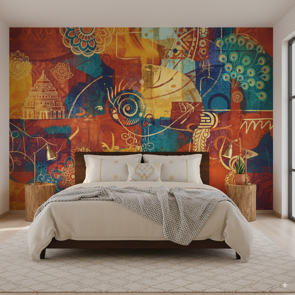 Wall Wonder: Colourful Cultural Fusion Mural