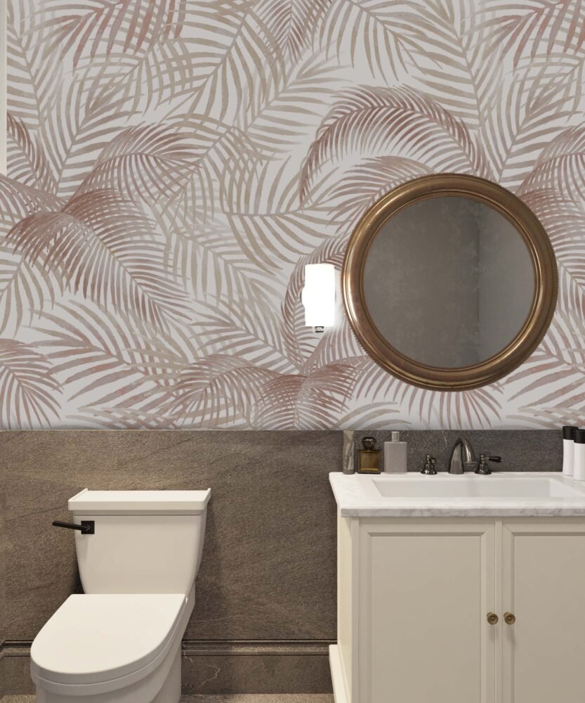 Wall Wonder: Pink & Beige Palm Wallpaper